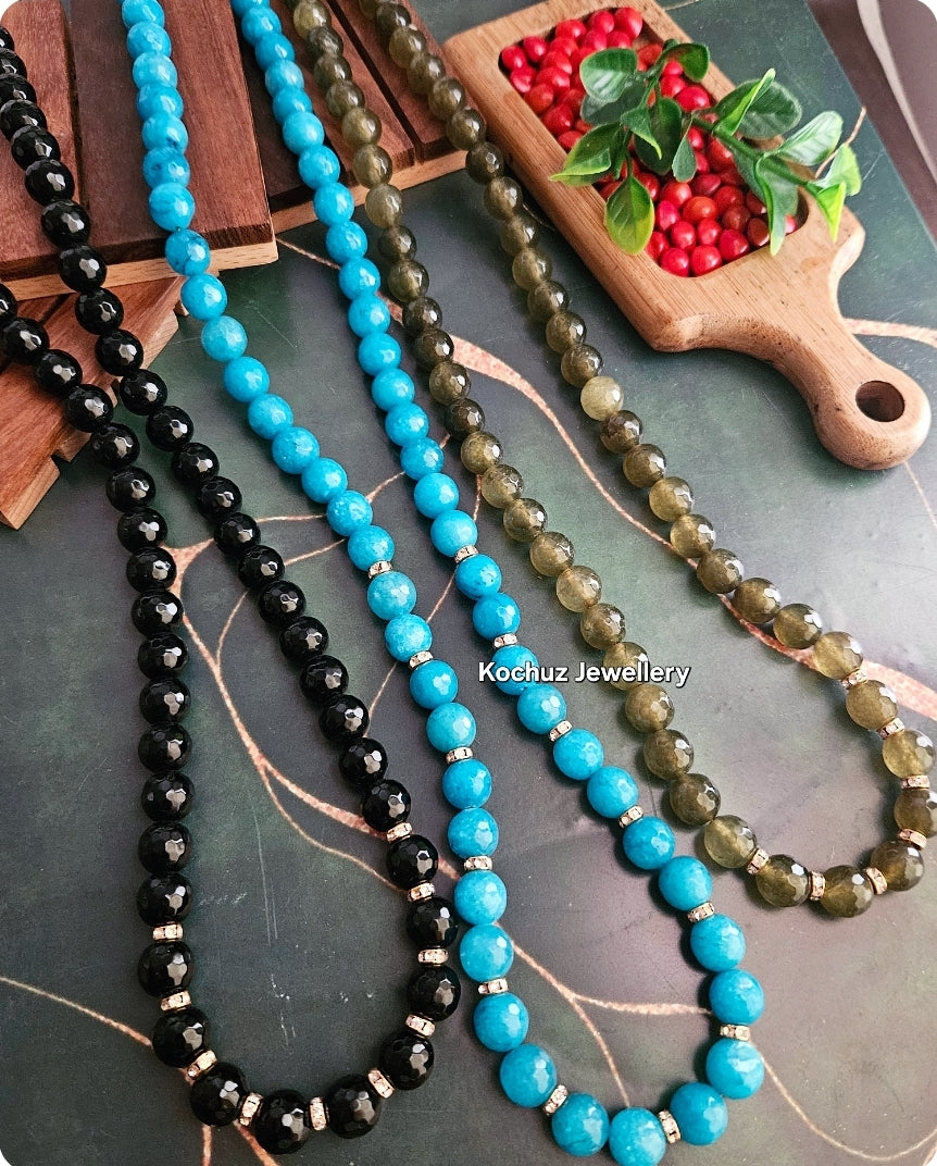 NECK1073 -Agate Bead Neckpiece