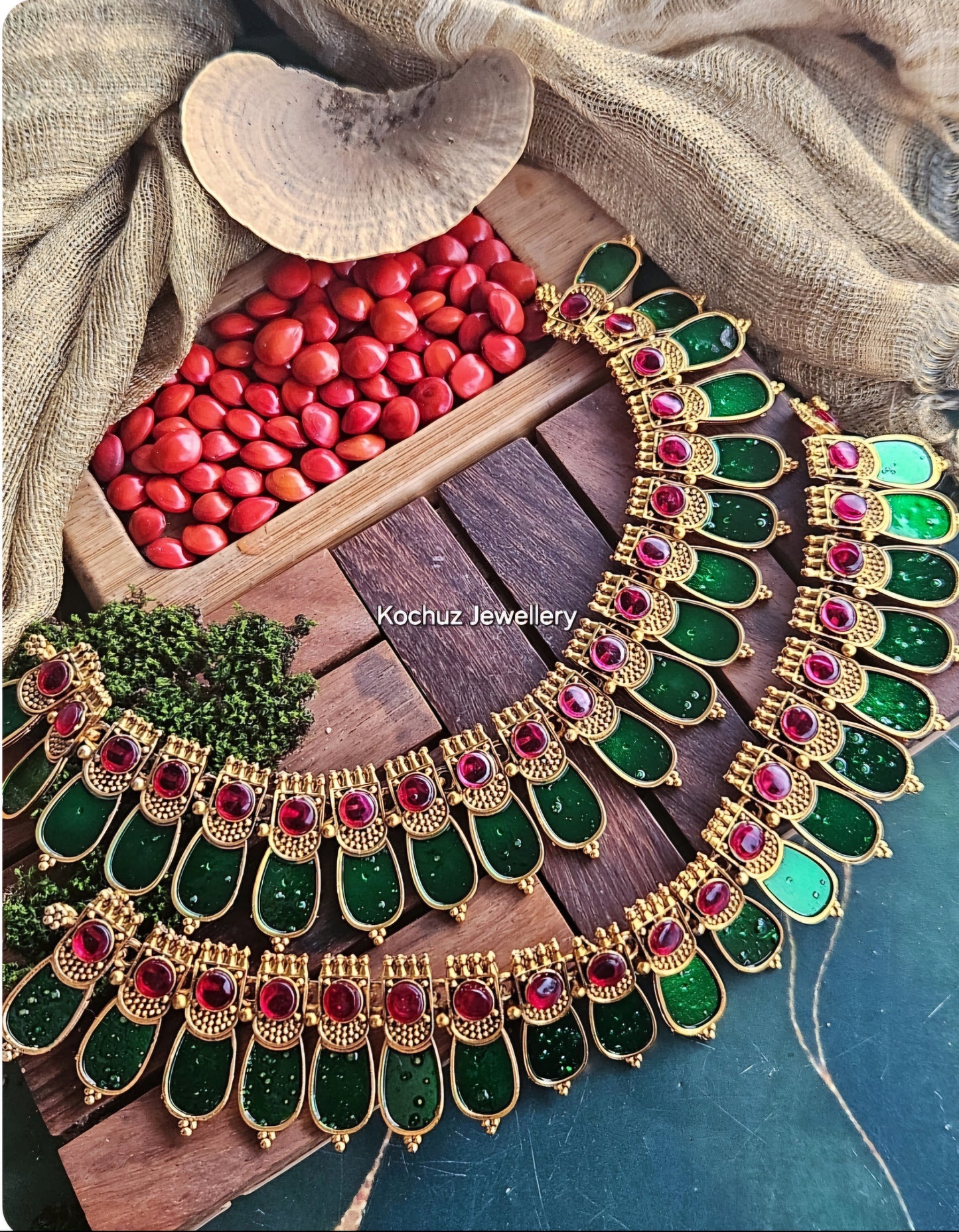 NECK1232 - Enamel Palakka Nagapadam Neckpiece