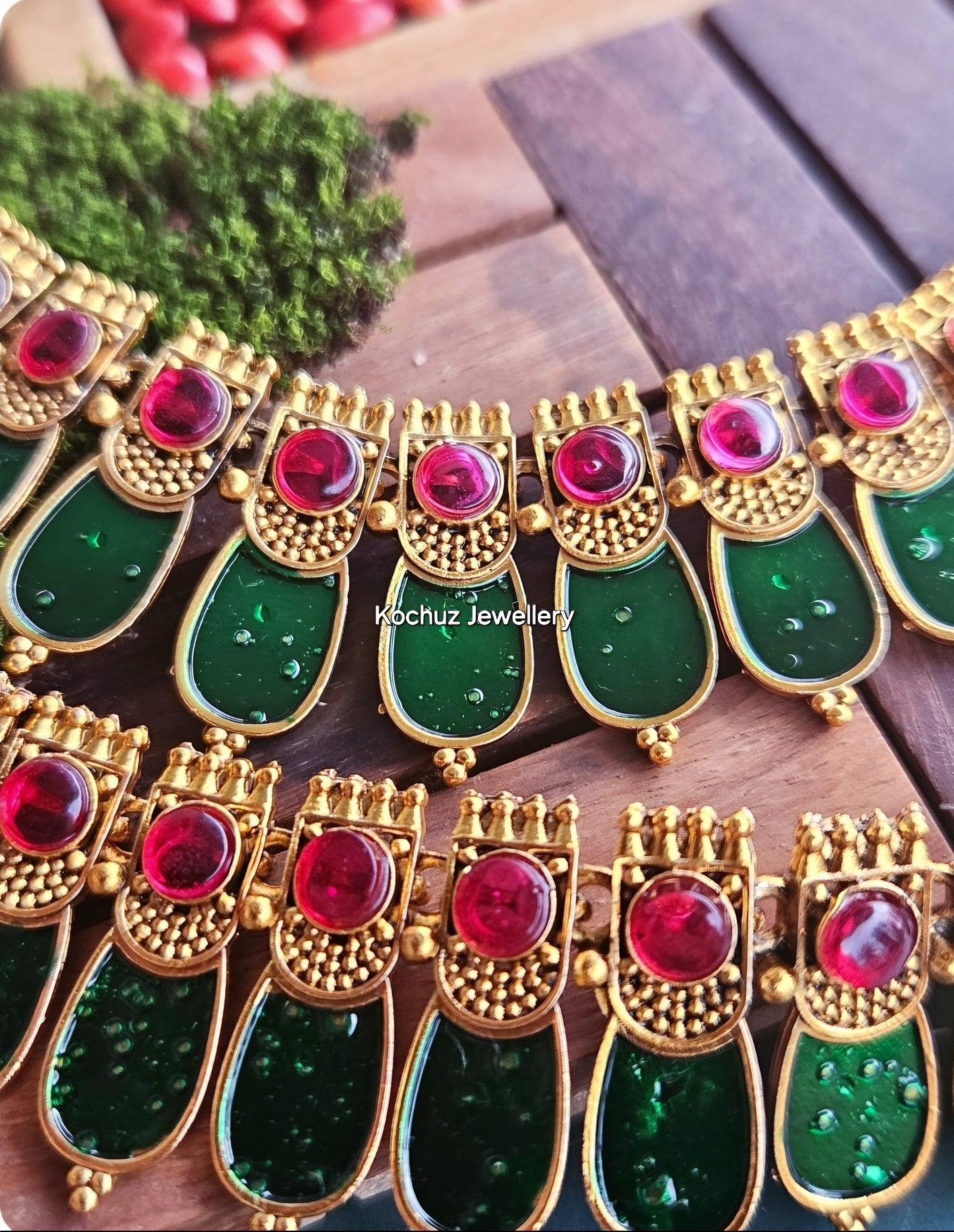 NECK1232 - Enamel Palakka Nagapadam Neckpiece