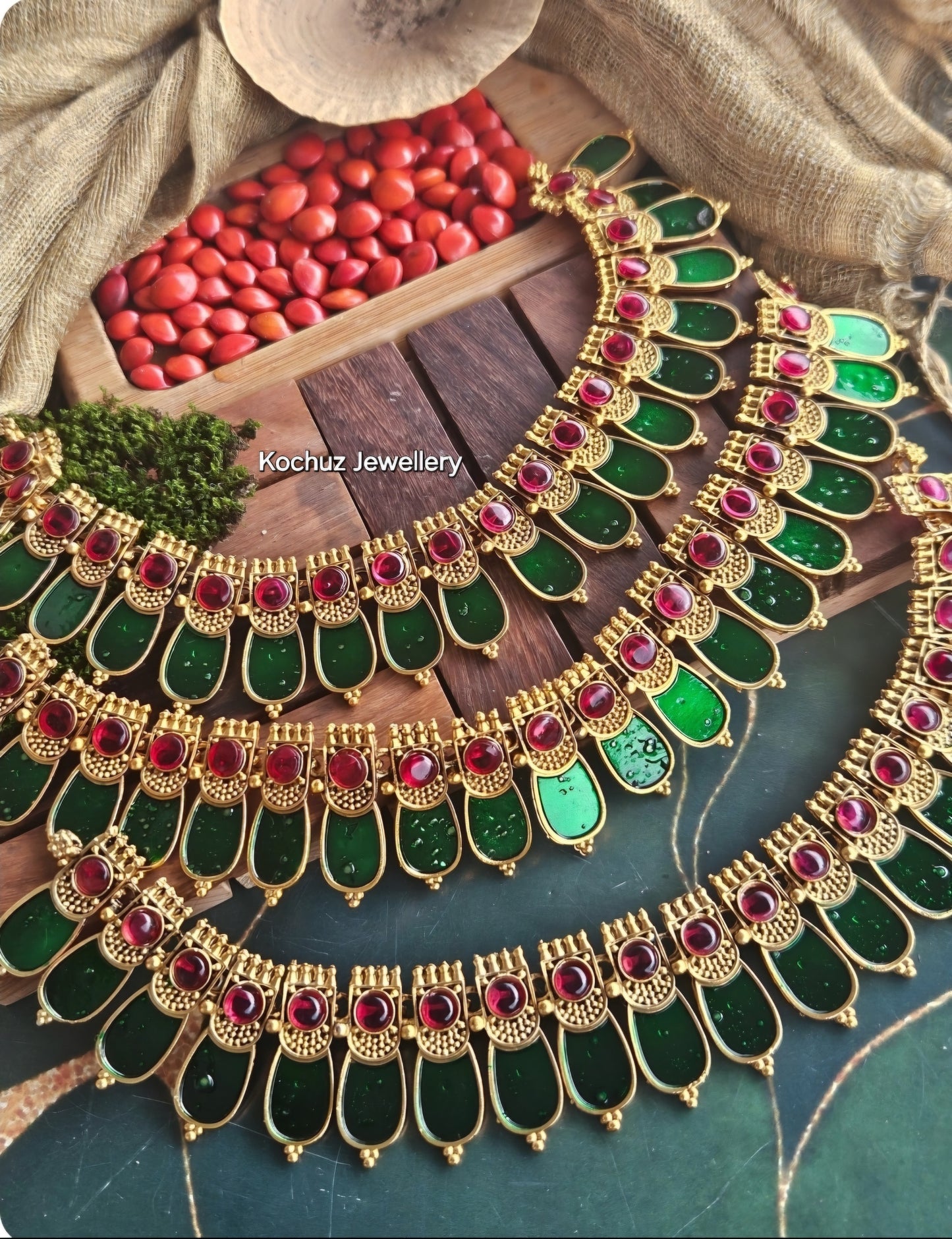 NECK1232 - Enamel Palakka Nagapadam Neckpiece