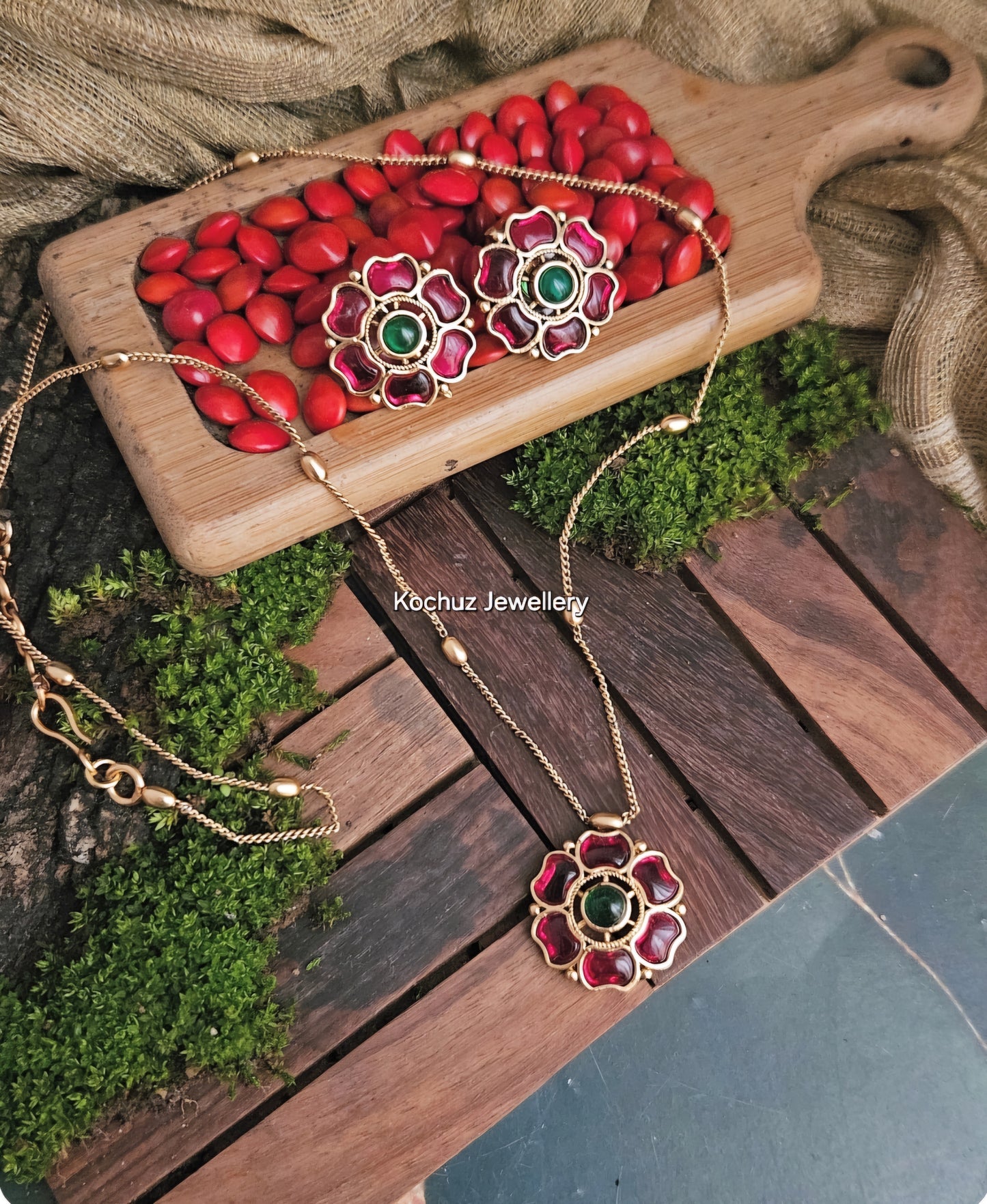NECK1238 - Floral Pendent Neckpiece Set
