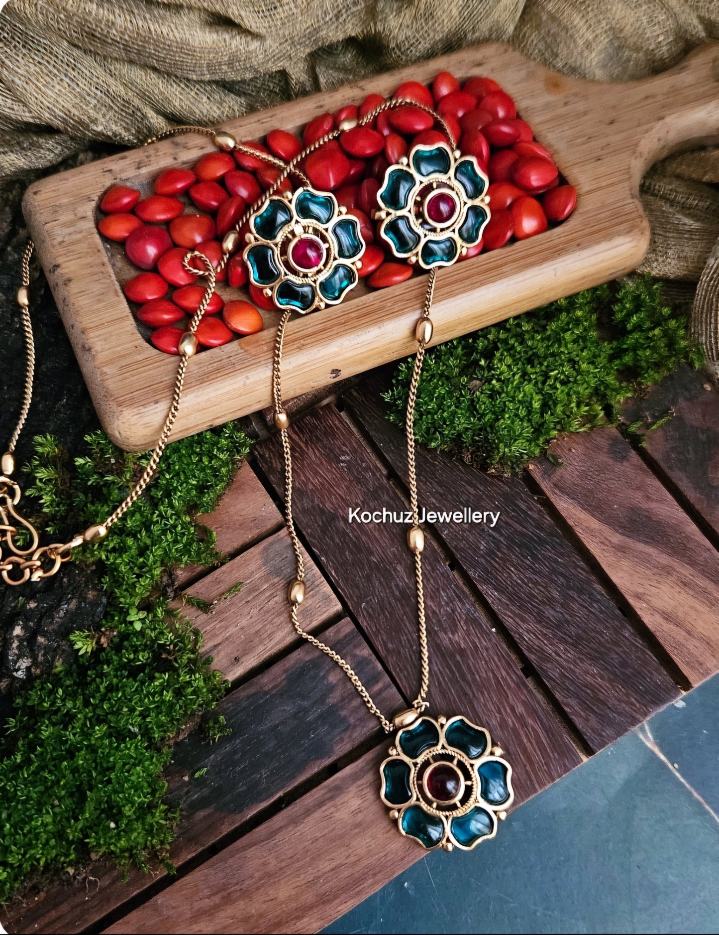 NECK1238 - Floral Pendent Neckpiece Set