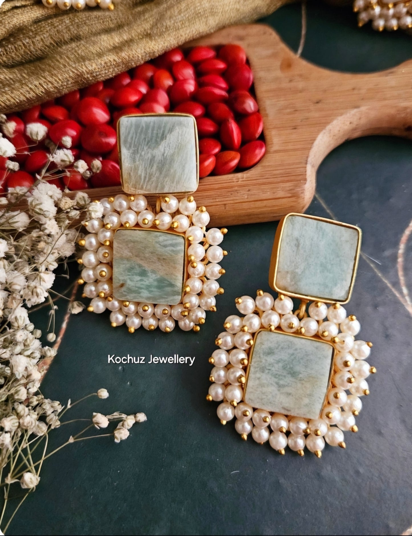 EAR1233 -Natural Stone Statement Earrings