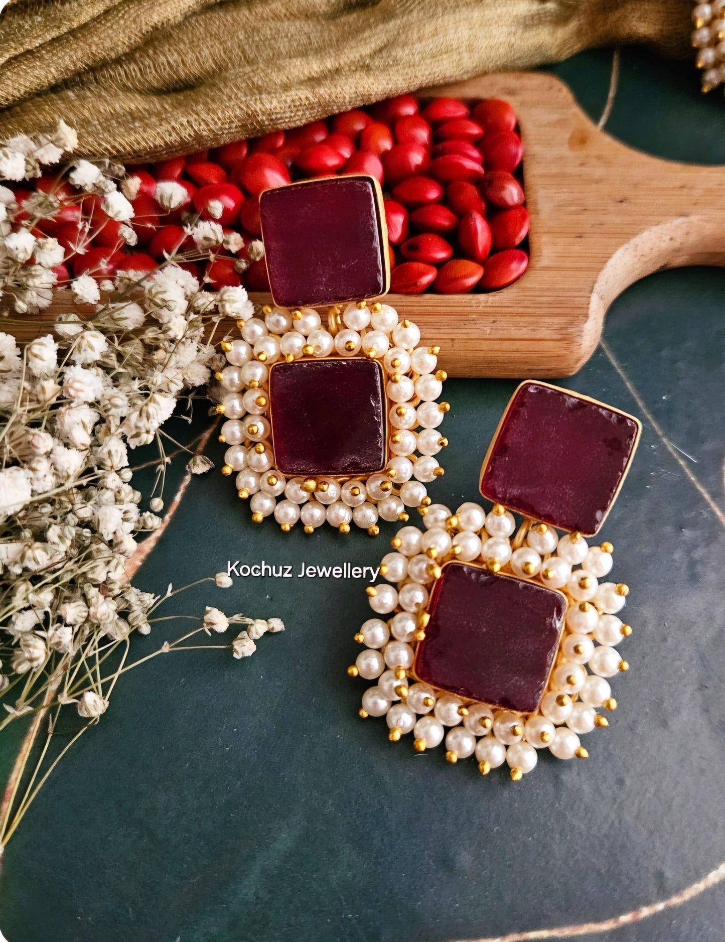 EAR1233 -Natural Stone Statement Earrings