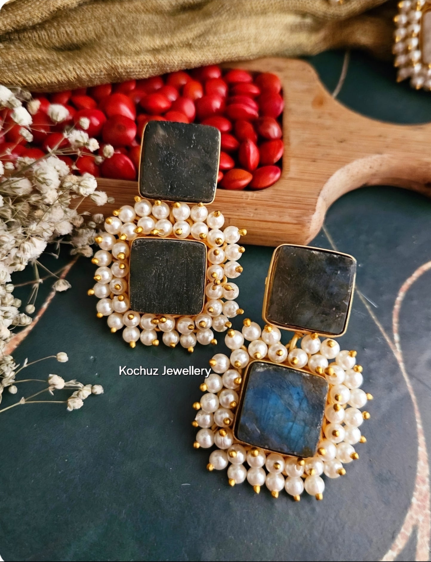 EAR1233 -Natural Stone Statement Earrings