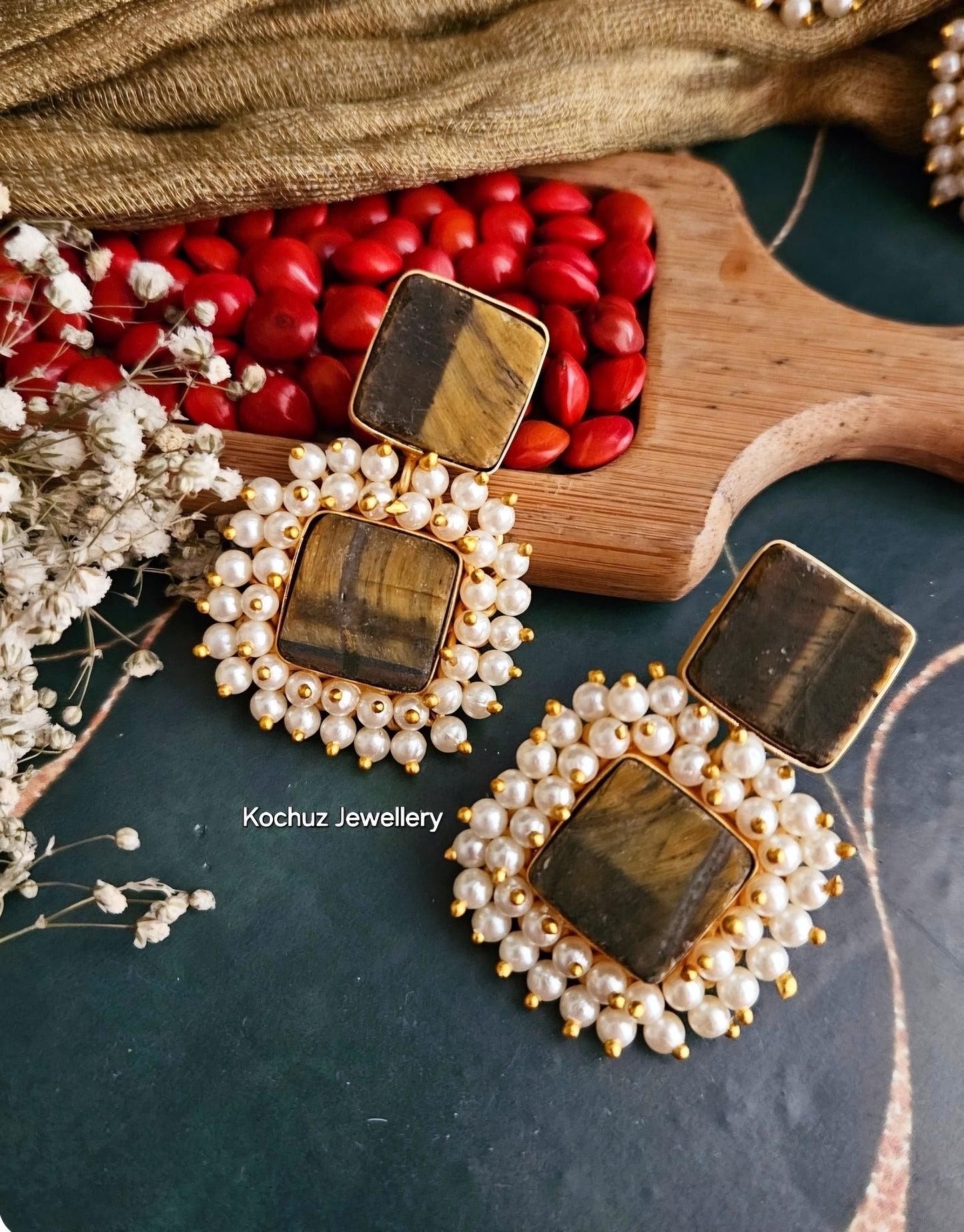 EAR1233 -Natural Stone Statement Earrings