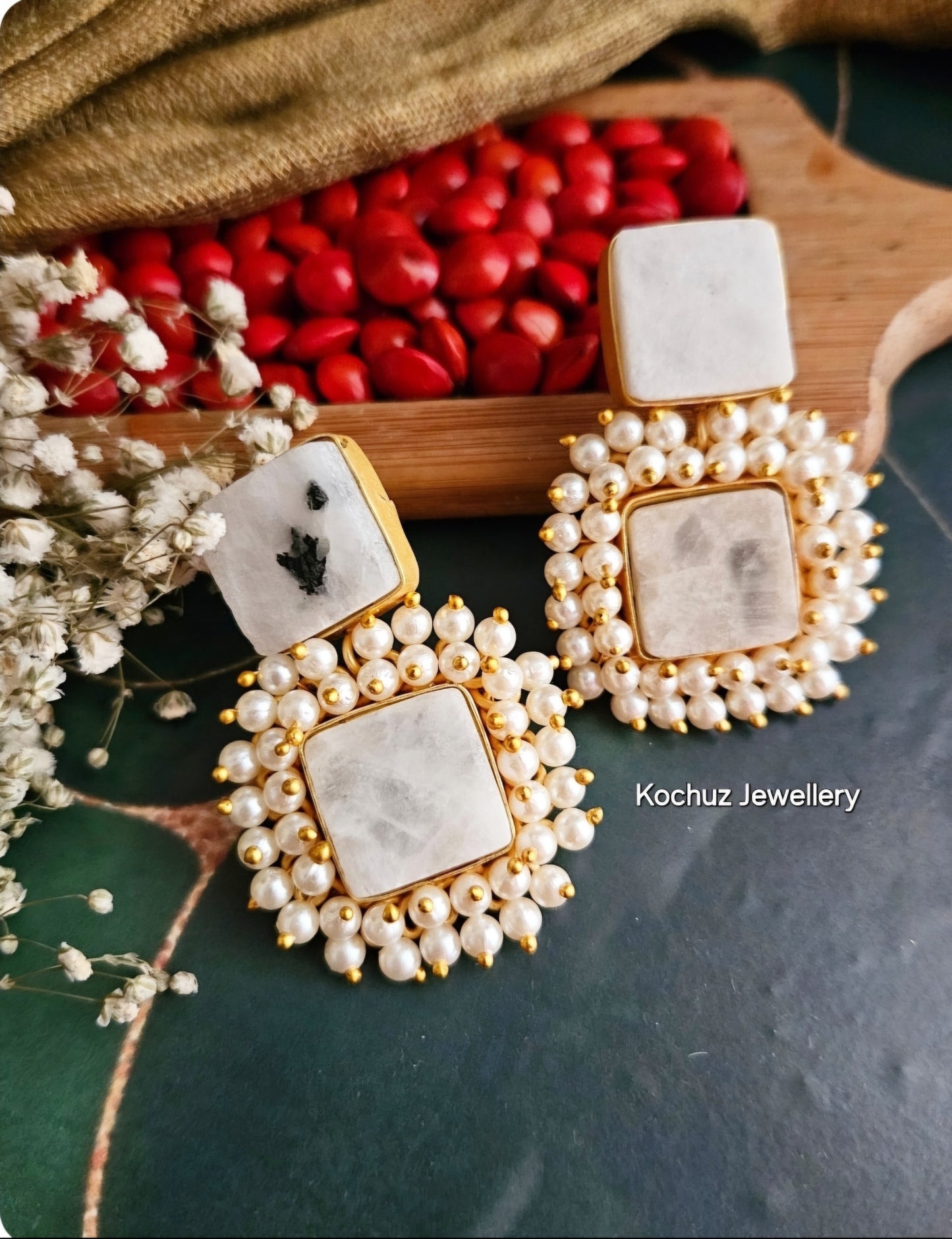 EAR1233 -Natural Stone Statement Earrings