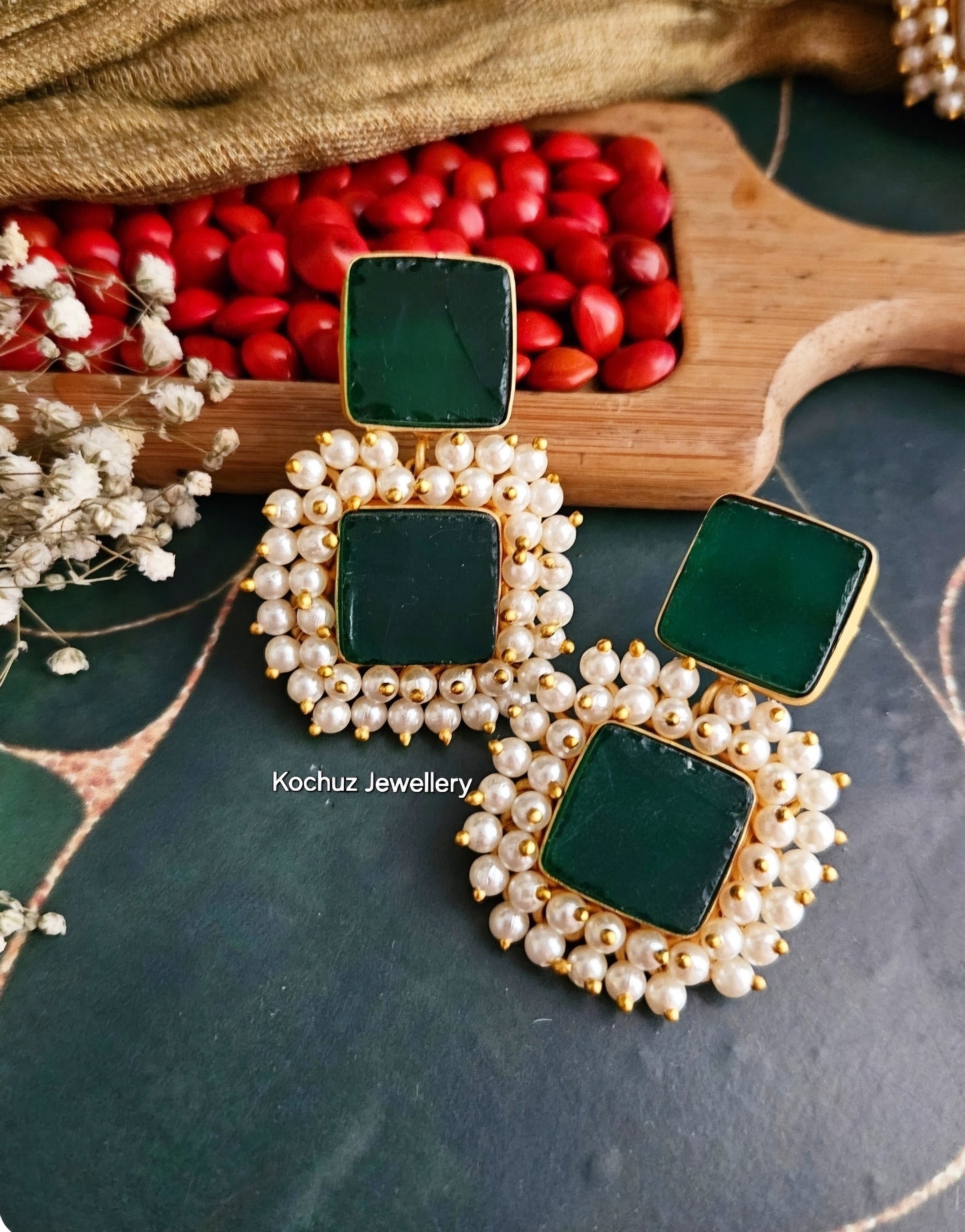 EAR1233 -Natural Stone Statement Earrings
