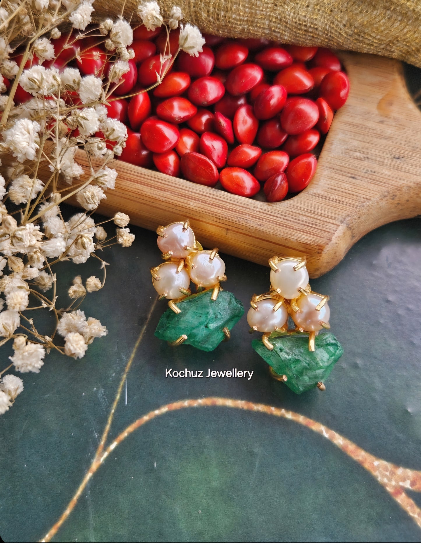 EAR1198 - Pearl + Dyed Stone Earrings