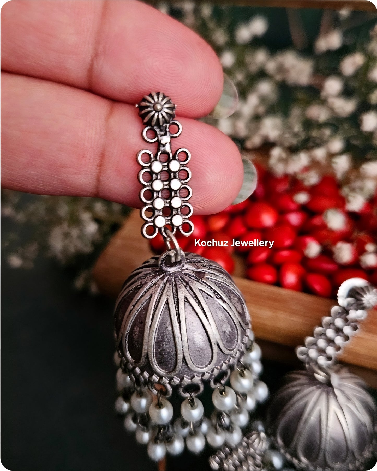 EAR1264 - Silver Look Alike Jhumka