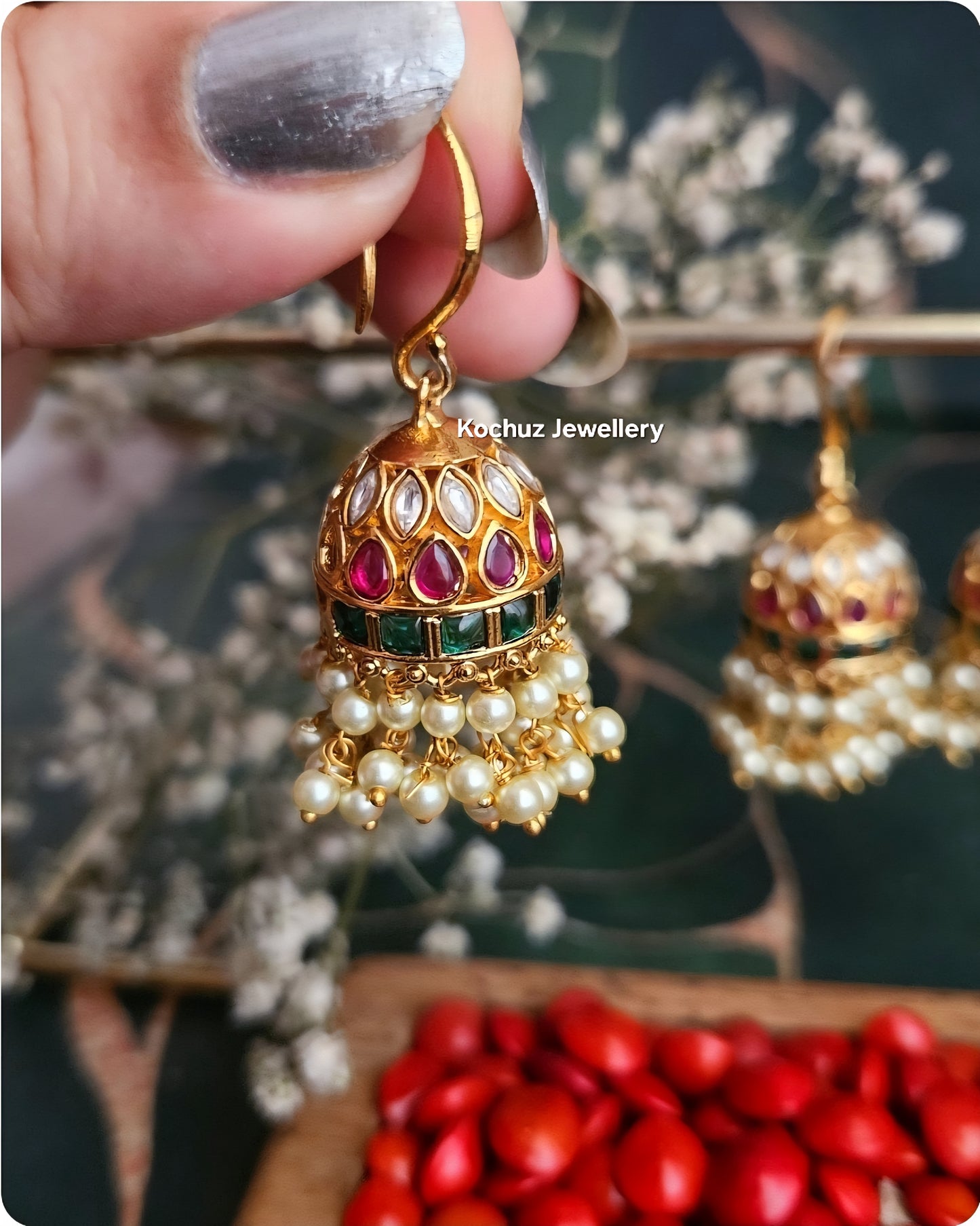 EAR1258 - Premium Kemp Style Hook jhumka