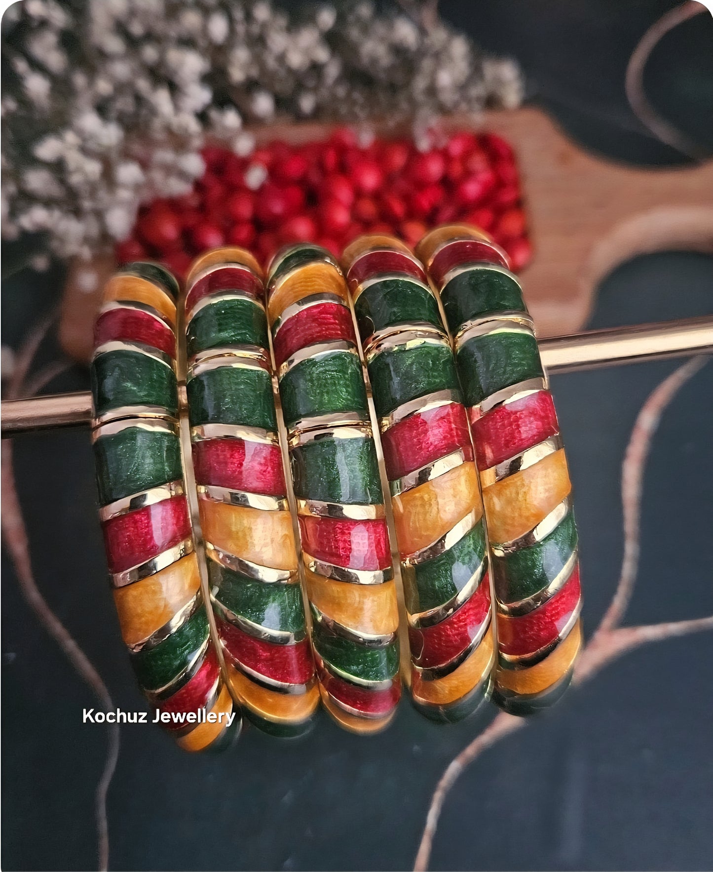 BANG1271 - Anti Tarnish Italian Enamel Meenakari Vintage Bangle
