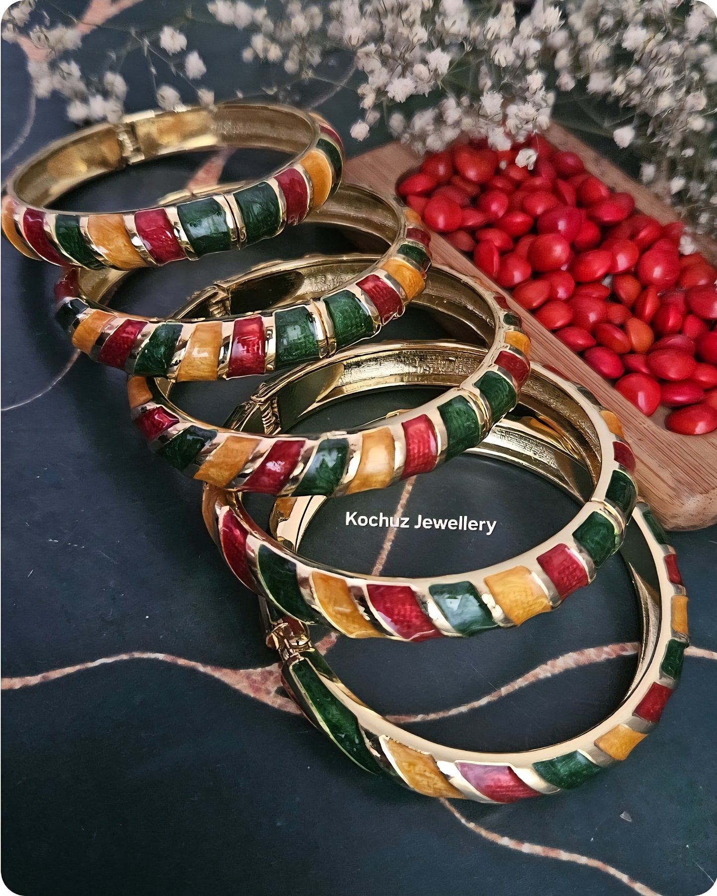 BANG1271 - Anti Tarnish Italian Enamel Meenakari Vintage Bangle