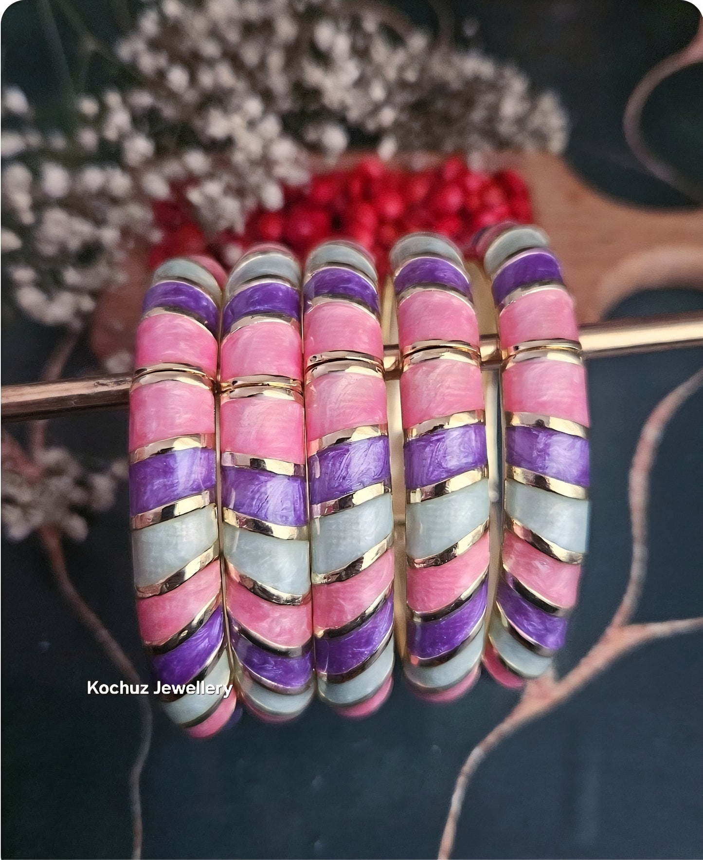 BANG1272 - Anti Tarnish Italian Enamel Meenakari Vintage Bangle