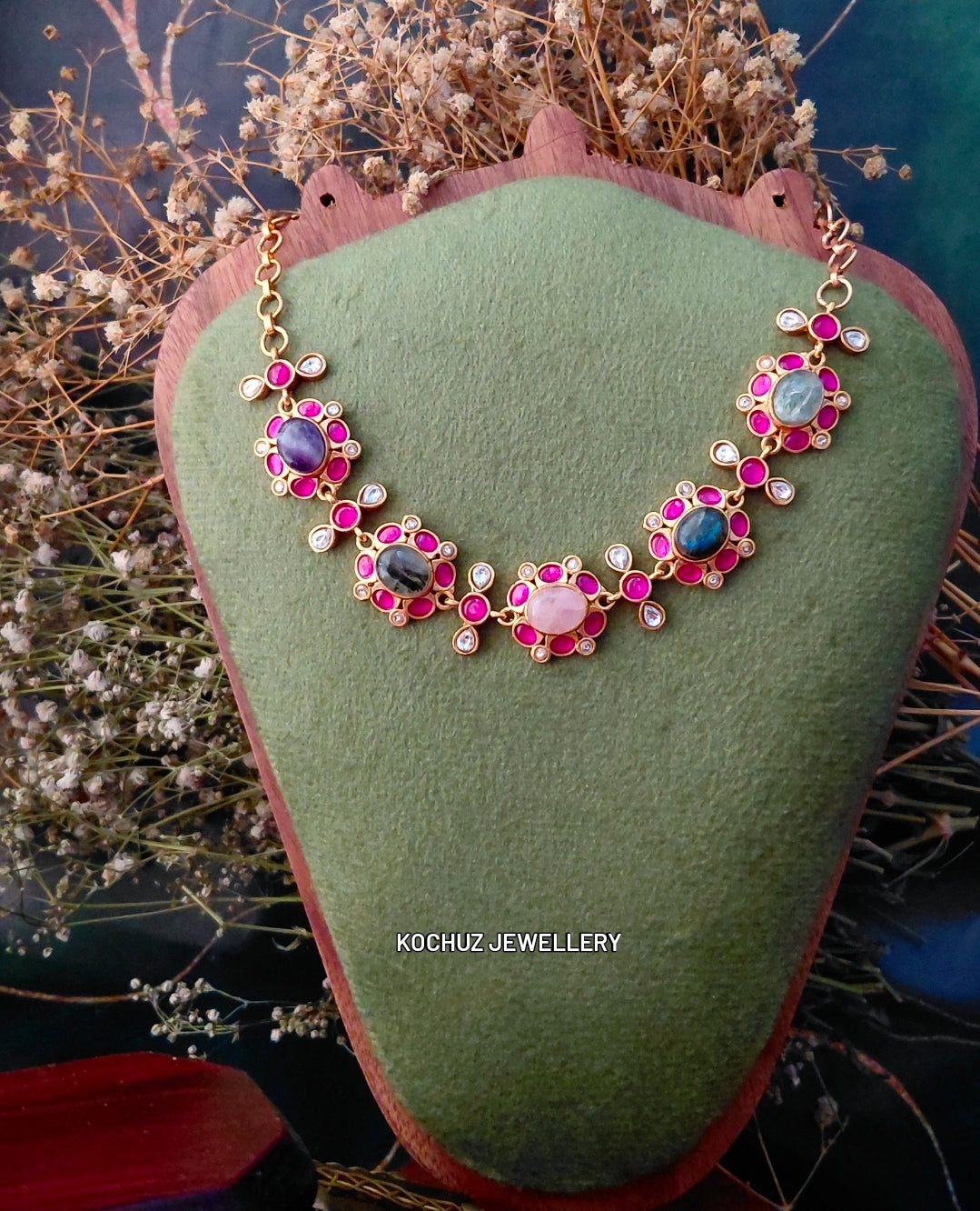NECK1554 - Premium Floral Polki Neckpiece