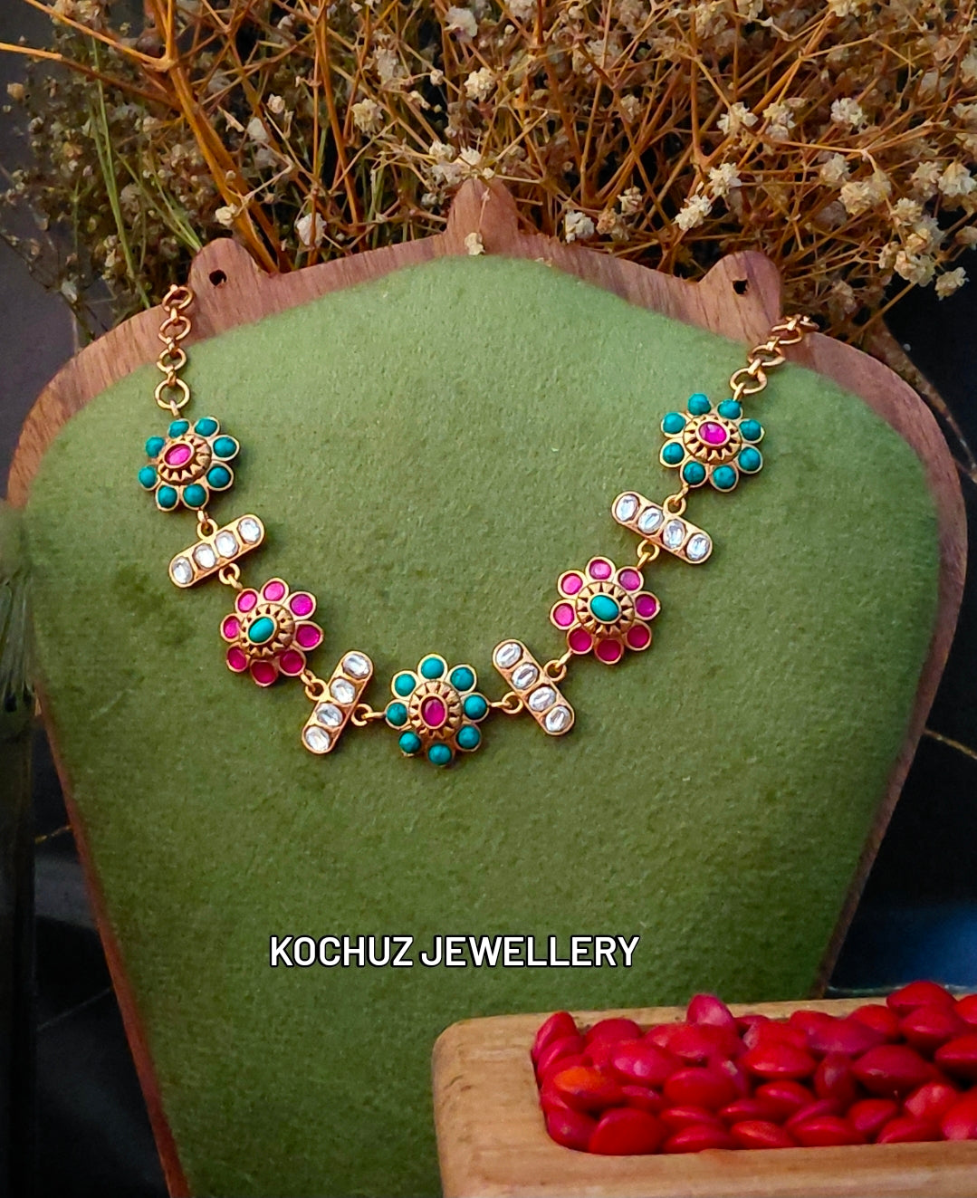 NECK1555 - Premium Floral Polki Neckpiece