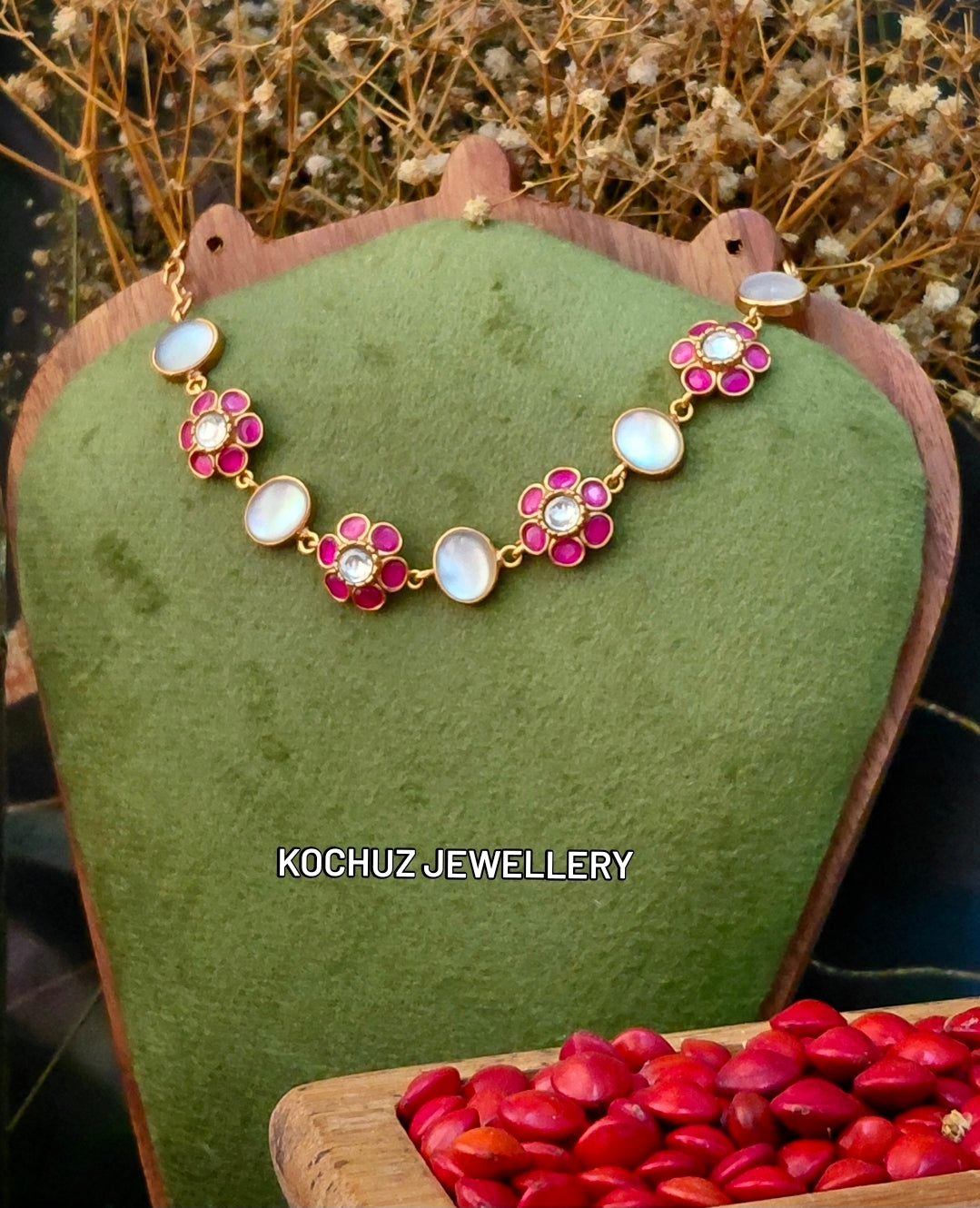 NECK1553 - Premium Floral Polki Neckpiece