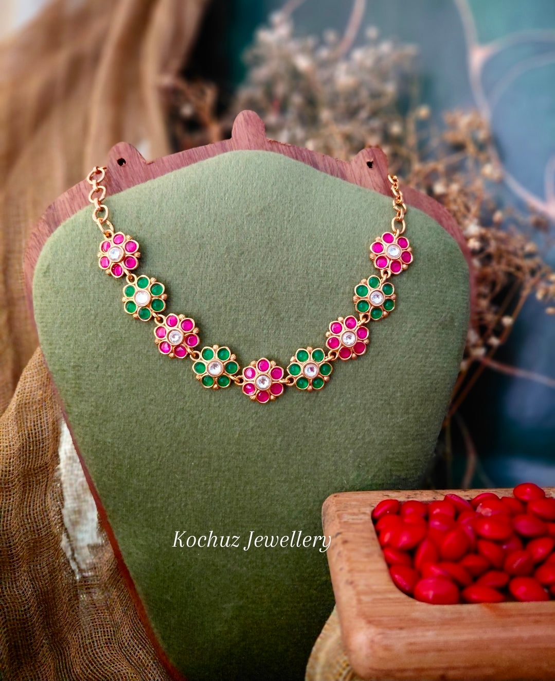 NECK1559 - Premium Floral Polki Neckpiece