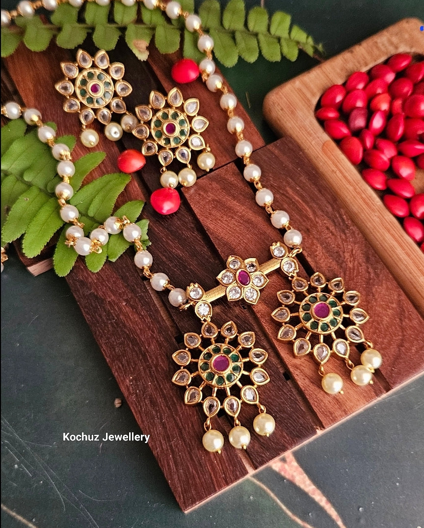 NECK1025 - Double Locket Pearl Neckpiece