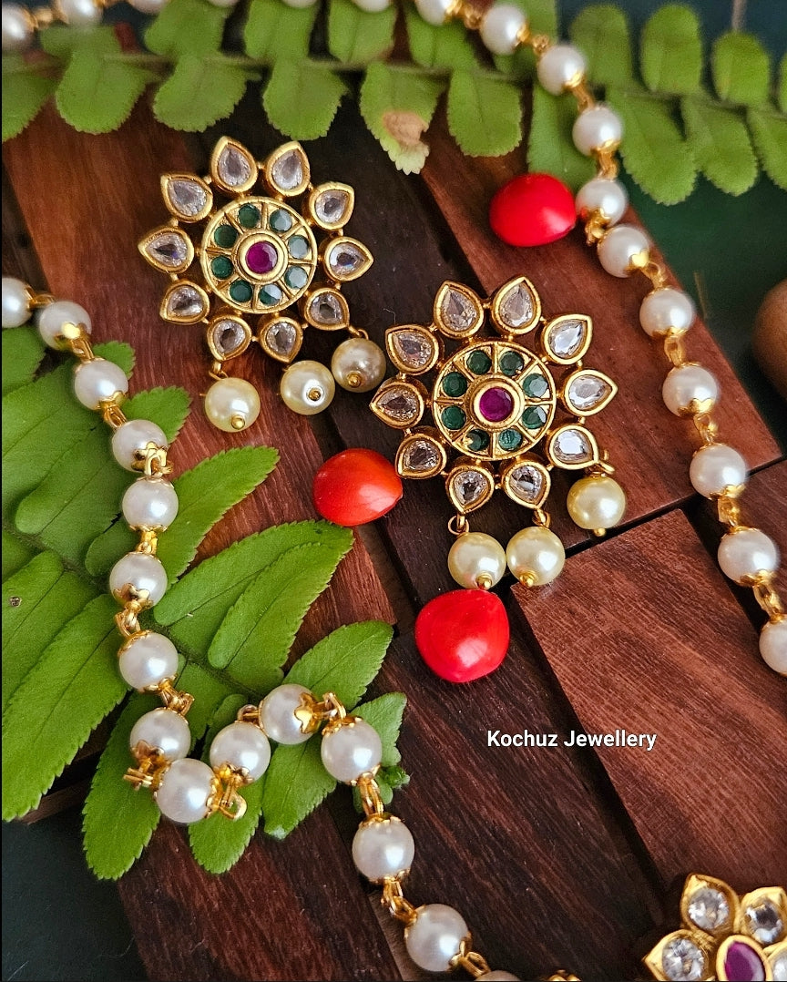 NECK1025 - Double Locket Pearl Neckpiece
