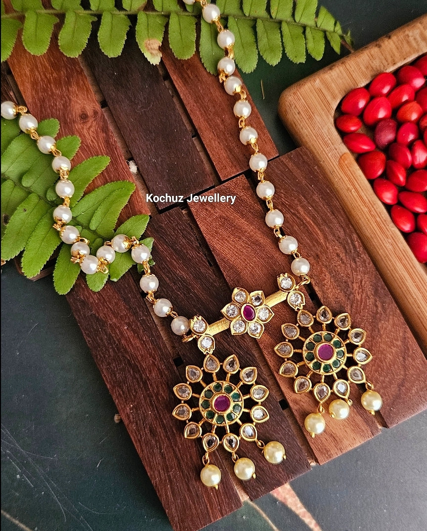 NECK1025 - Double Locket Pearl Neckpiece