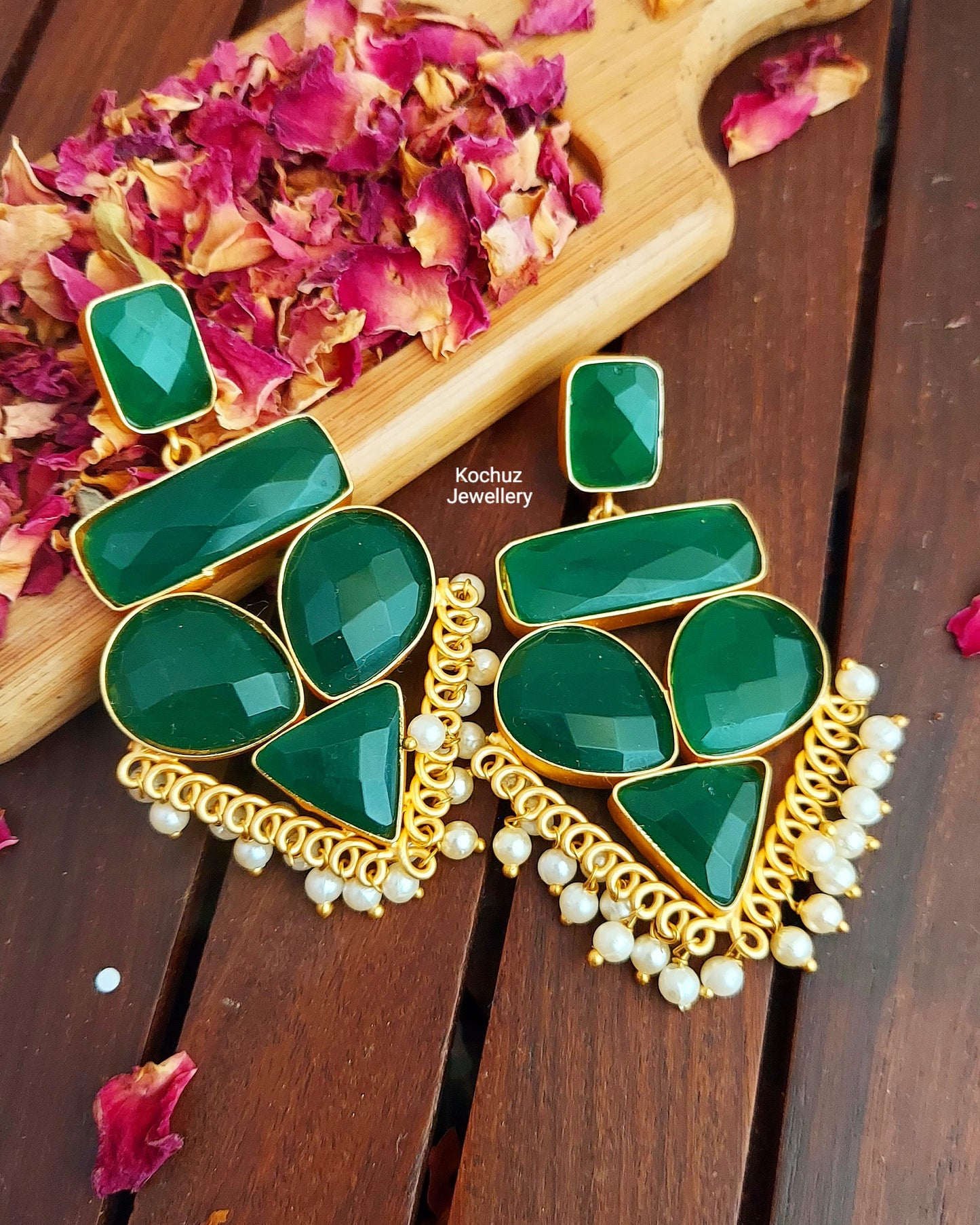 EAR1002 - Geometrical Glass Stone Earrings