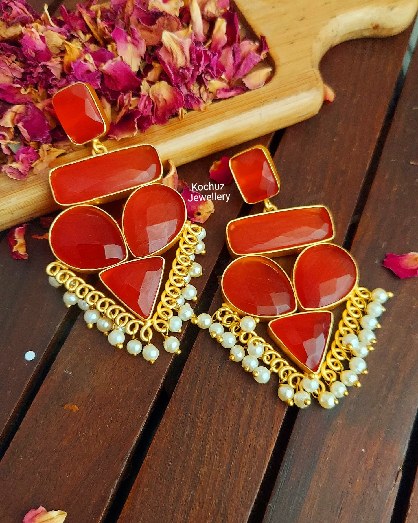 EAR1002 - Geometrical Glass Stone Earrings