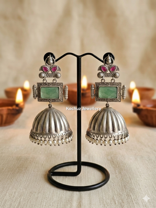 EAR1271-Silver Look Alike Statement Jhumka