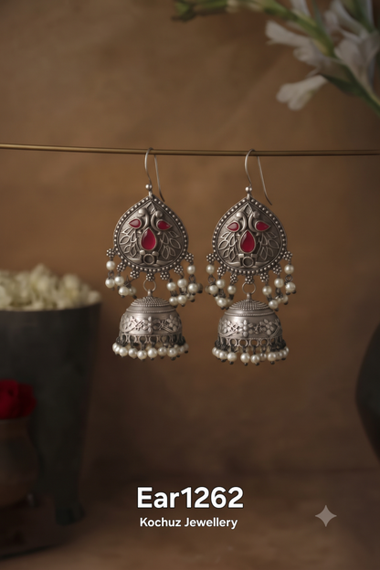 EAR1262 - Silver Look Alike Jhumka