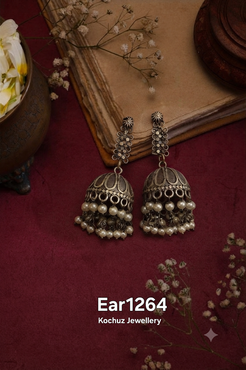 EAR1264 - Silver Look Alike Jhumka