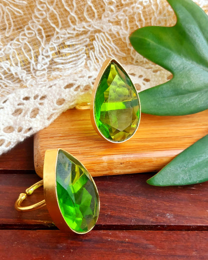 RING1012 - Tear Drop Glass Rings