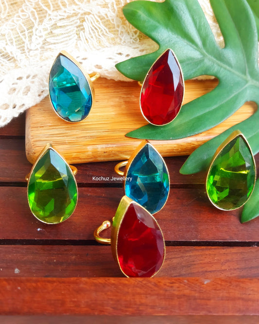 RING1012 - Tear Drop Glass Rings