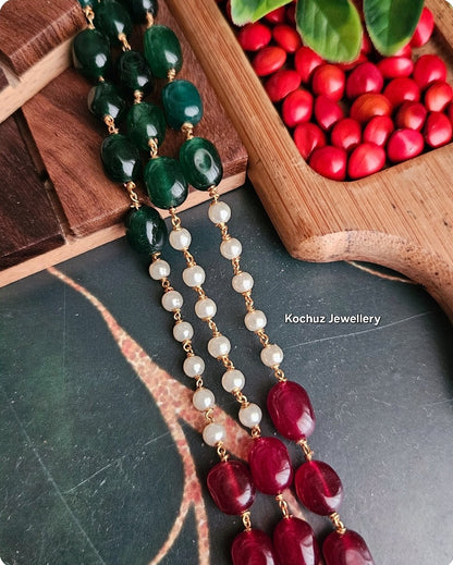 NECK1049 - 3 layer Tumble + Pearl Neckpiece