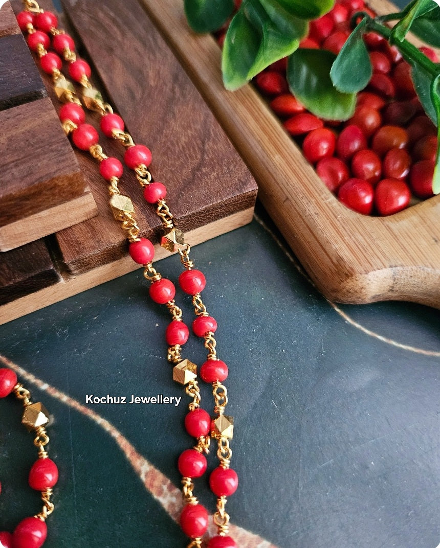NECK1066 -Coral Bead Neckpiece