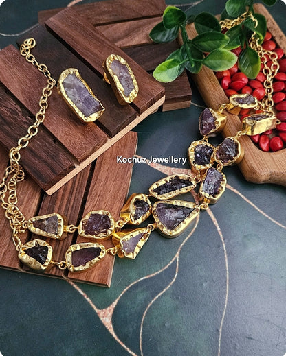 NECK1120 - 2 Layer Amethyst Short  Neckpiece