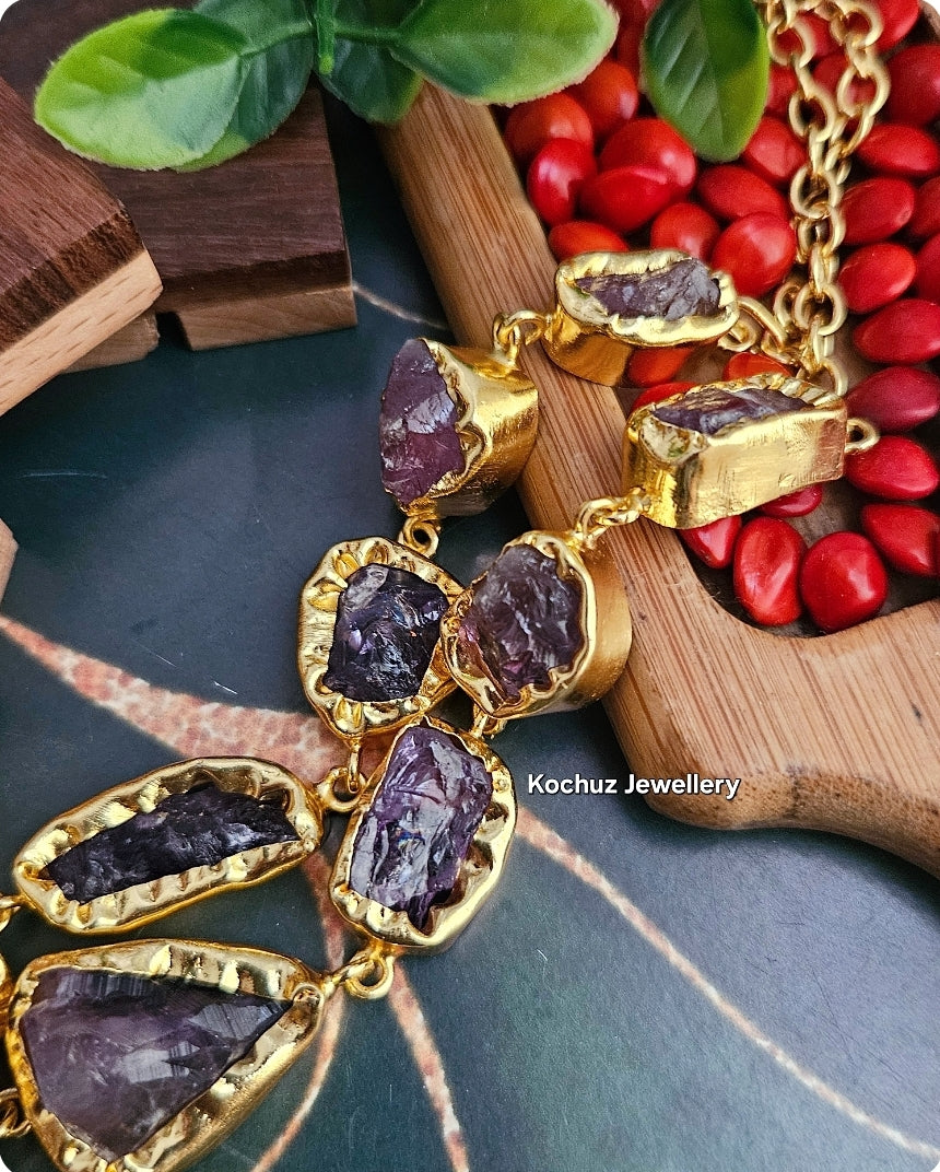 NECK1120 - 2 Layer Amethyst Short  Neckpiece