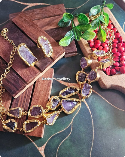 NECK1120 - 2 Layer Amethyst Short  Neckpiece