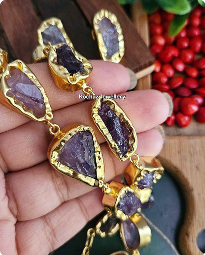 NECK1120 - 2 Layer Amethyst Short  Neckpiece