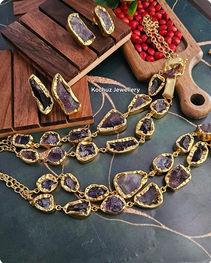 NECK1120 - 2 Layer Amethyst Short  Neckpiece