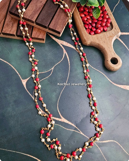 NECK1127 -Coral + Pearl Neckpiece