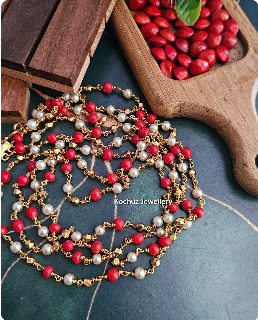 NECK1127 -Coral + Pearl Neckpiece