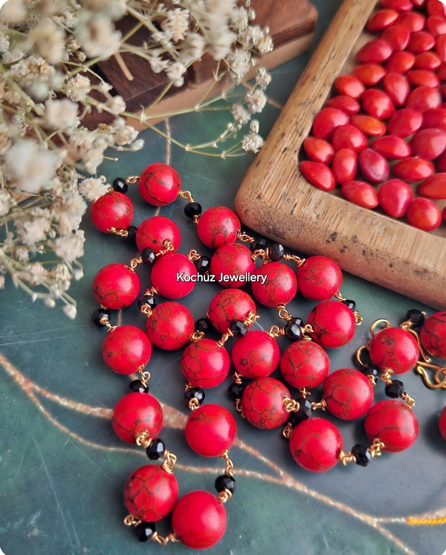 NECK1170 - Red Turquoise Neckpiece