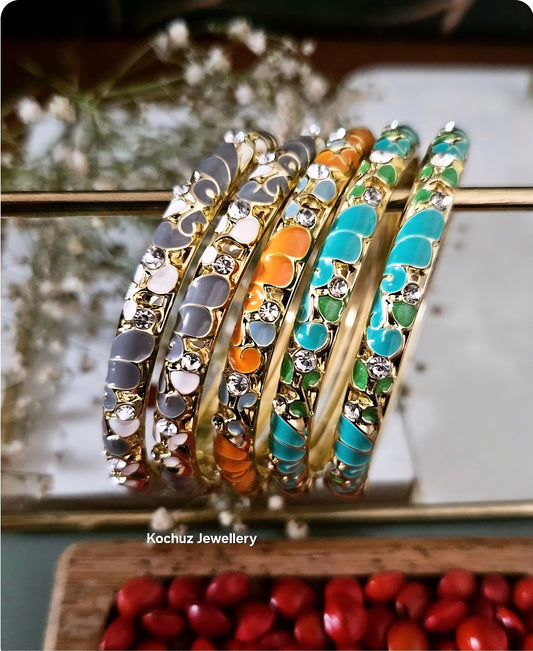 BANG1262 -Anti Tarnish Italian Enamel Meenakari Bangles
