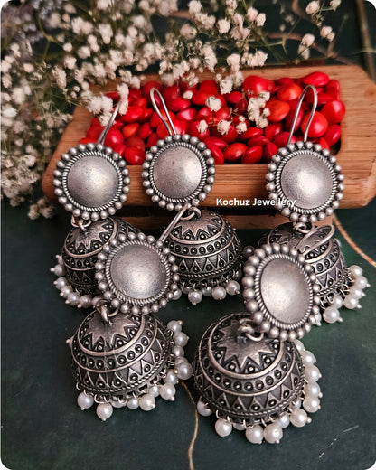 EAR1265 - Silver Look Alike Jhumka