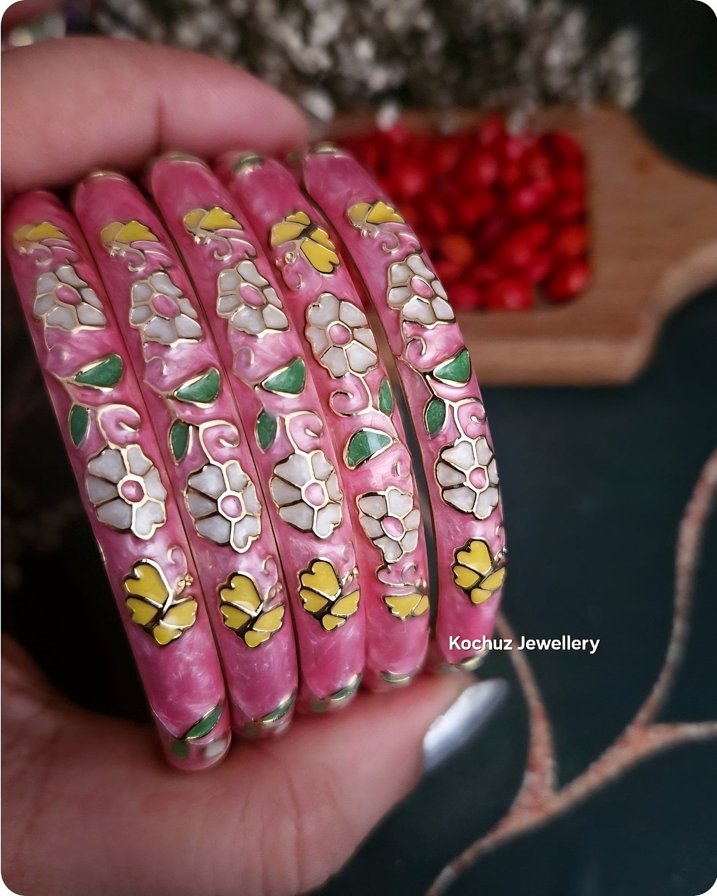 BANG1268 - Anti Tarnish Italian Enamel Meenakari Vintage Bangle