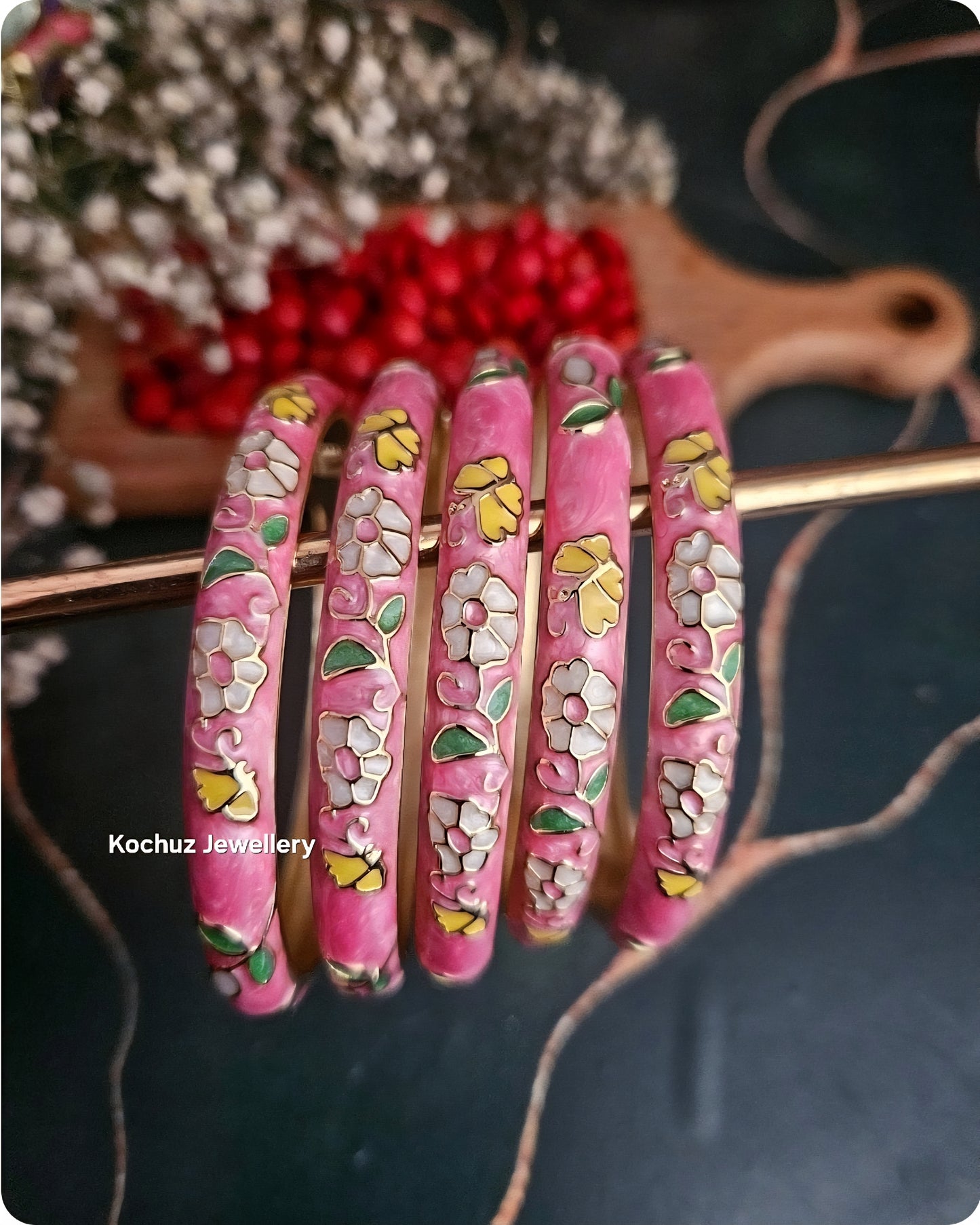 BANG1268 - Anti Tarnish Italian Enamel Meenakari Vintage Bangle