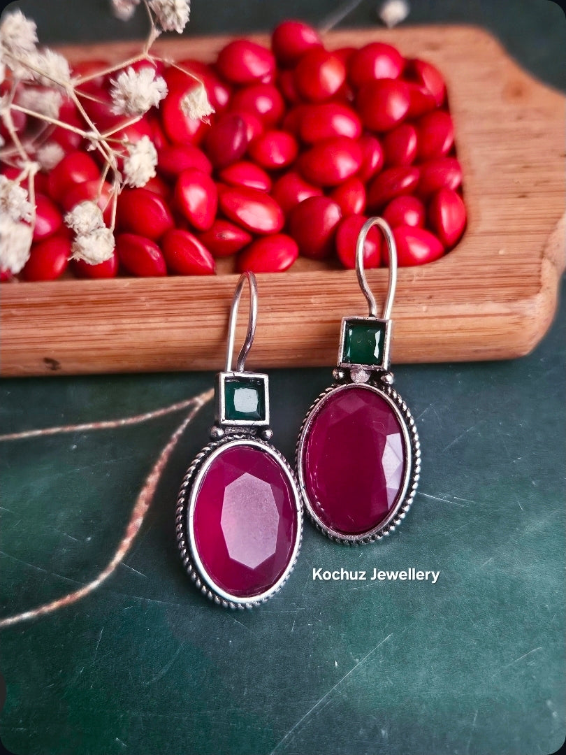 EAR1273-Silver Look Alike Hook Earrings