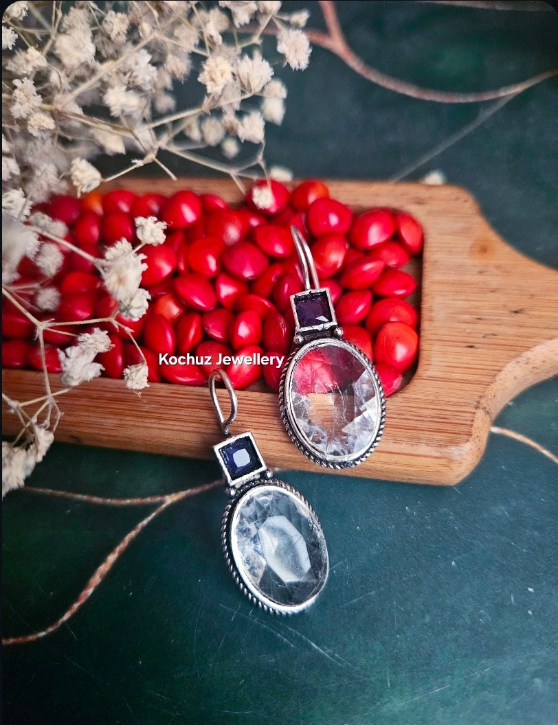 EAR1273-Silver Look Alike Hook Earrings