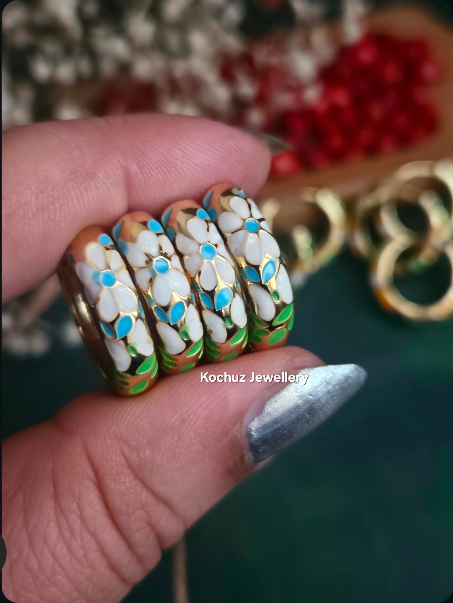 EAR1277-Anti Tarnish Enamel Hoops
