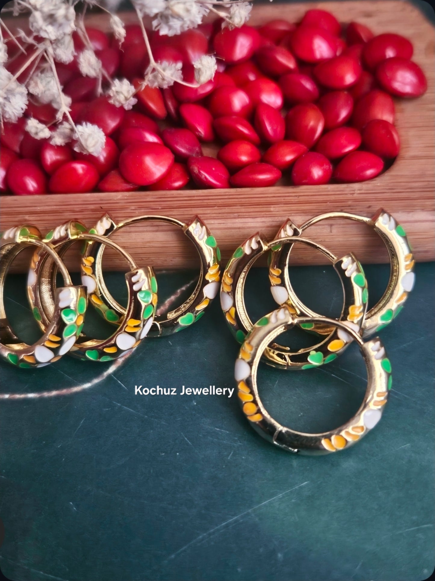 EAR1277-Anti Tarnish Enamel Hoops